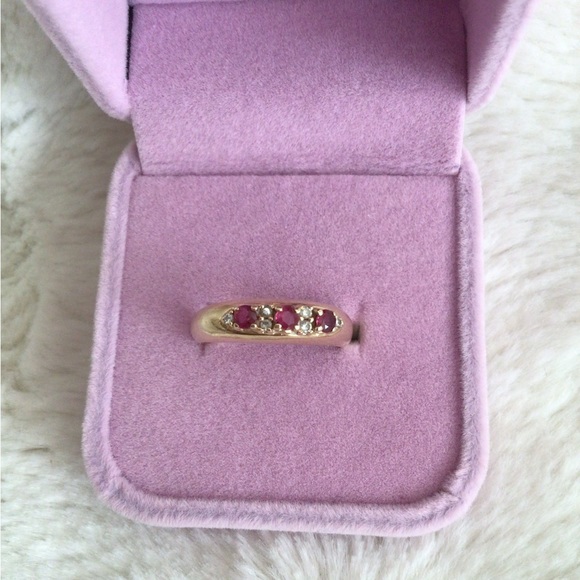 Birks Pink Sapphire and Diamond Gold Ring - Picture 7 of 12